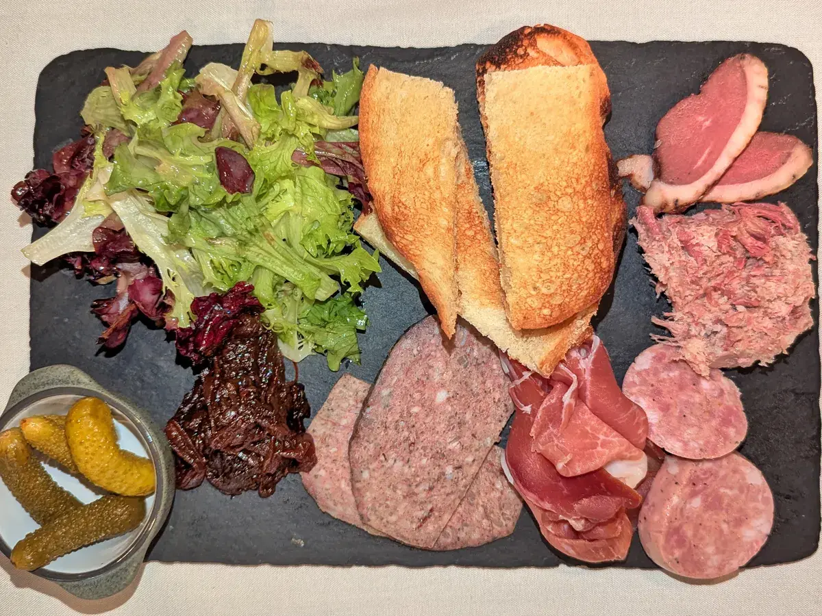 Charcuterie board on slate